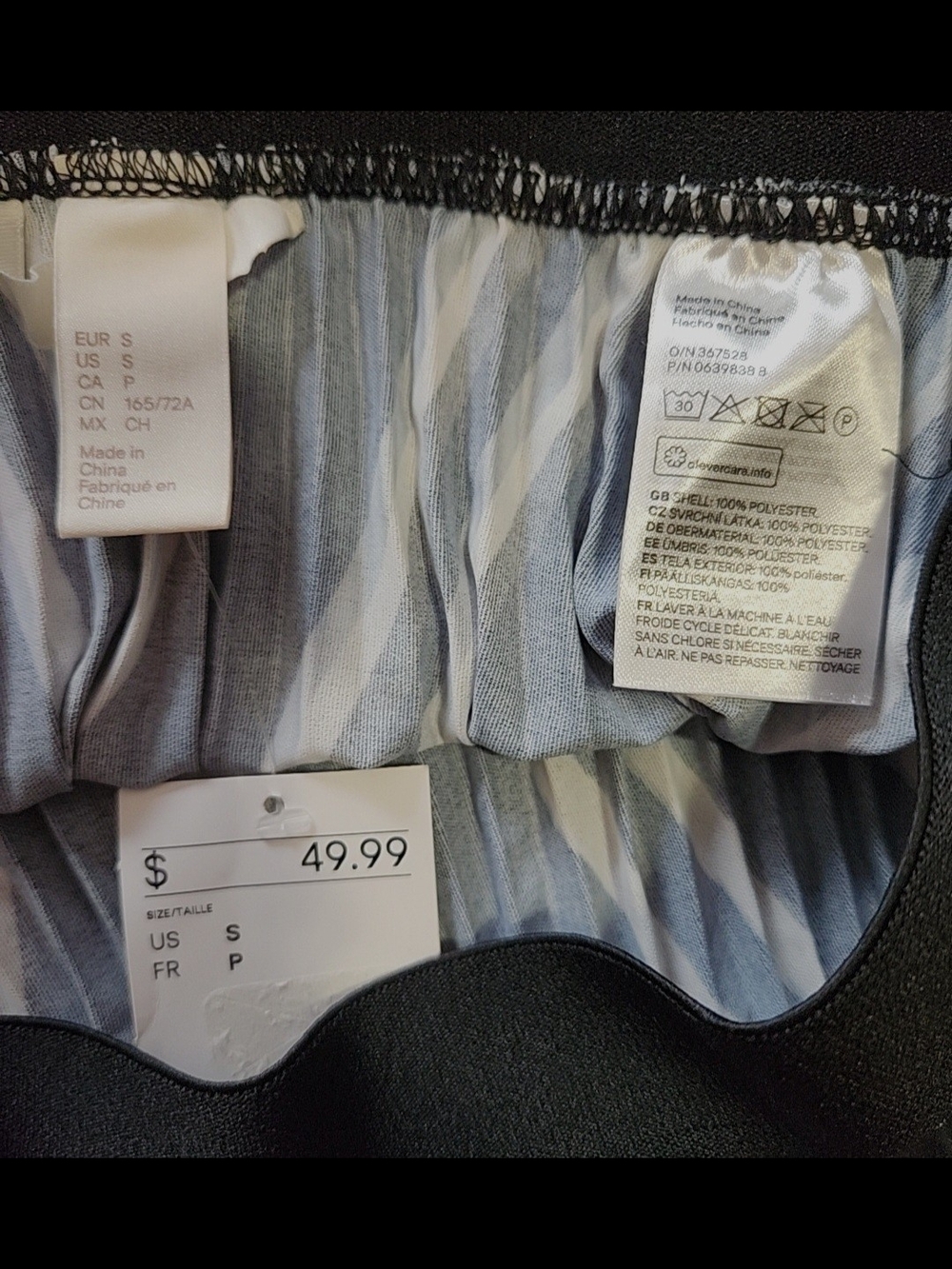 H&M Black and White Striped Pleated Skirt - Picture 3 of 3
